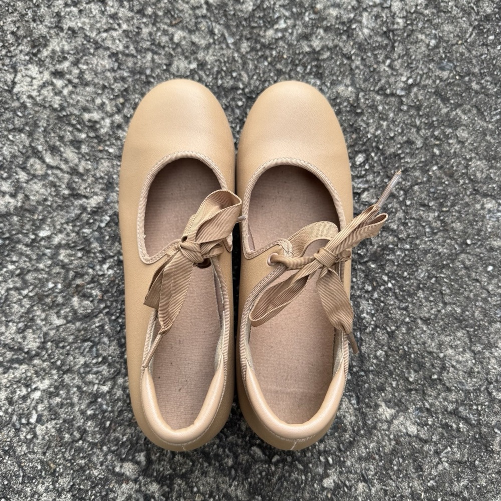 Girls Tan Tap Shoes Size 3.5 A Nude Tan Heeled - Picture 6 of 10